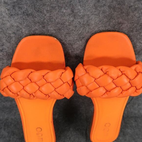 Ego Shoes Womens 39 Sandals Slides Woven Strap Slip On Casual Orange Square Toe - Picture 7 of 12